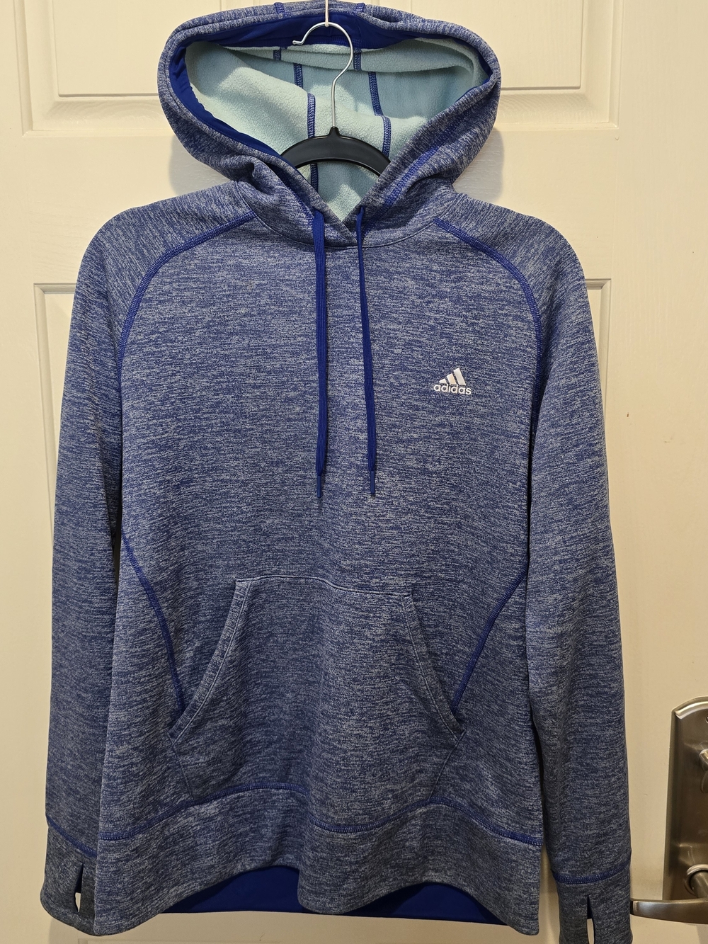 Adidas ClimaWarm Blue Heather Pullover Hoodie Large